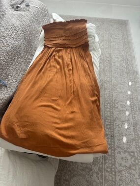 O'Neill Strapless Maxi Dress in Rust Orange